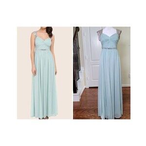Adrianna Pappel Rhinestone Ruched Bridesmaid Dresss Formal Wedding Guest Mint 4